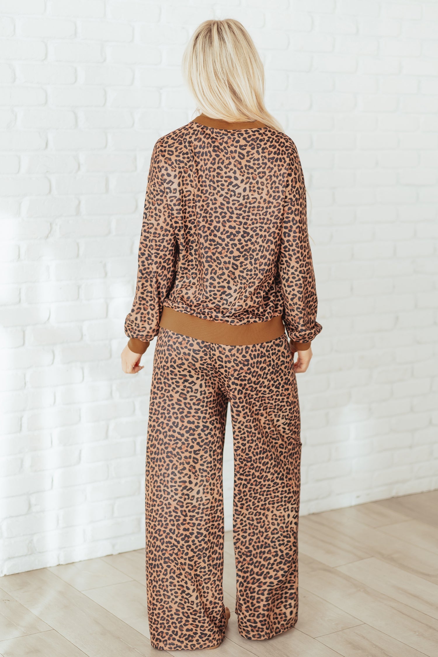 Sally Leopard Bow EmbroideredTwo Piece Sets