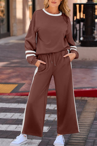 Veronica Stripe Drawstring Two Piece Sets