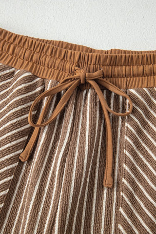 Alicia Stripe Crew Neck Two Piece Sets