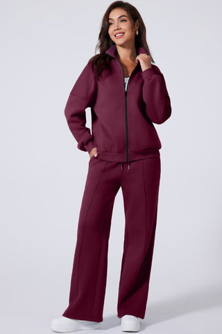 Belen Solid Zip-Up Drawstring Two Piece Sets