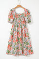 Brooklyn Apricot Pink Floral Smocked Bust Bubble Short Sleeve Maxi Dress