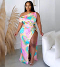 Aura Off SINGLE Shoulder Side Zipper Maxi Dress