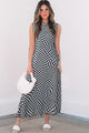 Sterline Multicolour Leopard Checkered Double Printed Reversible Sleeveless Long Dress