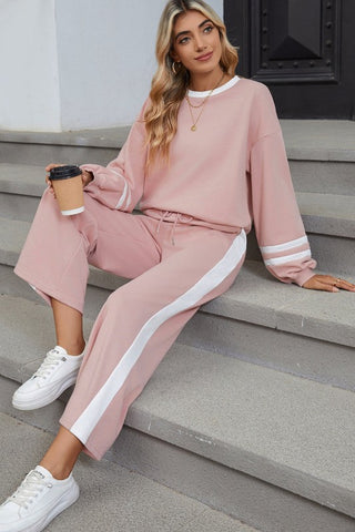 Veronica Stripe Drawstring Two Piece Sets