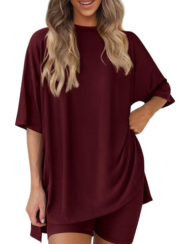 Dinora Full Size Oversized Round Neck Two Piece Sets