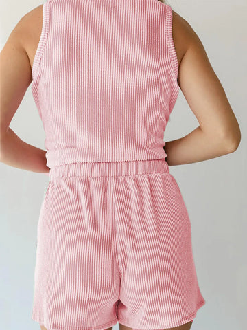 Diana Round Neck Sleeveless Two Piece Sets