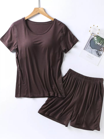 Sarah Padded Round Neck Modal Two Piece Sets