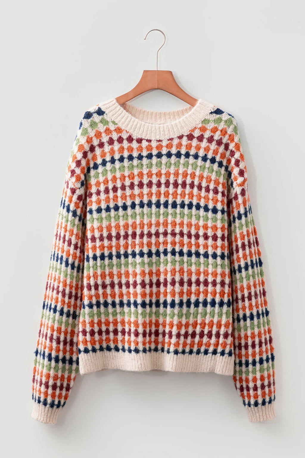 Tiffany Multicolour Dotty Striped Pattern Knit Drop Shoulder Sweater