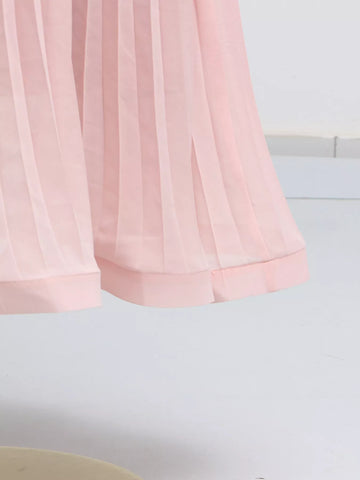 Karina Frill Lapel Collar Pleated Two Piece Sets