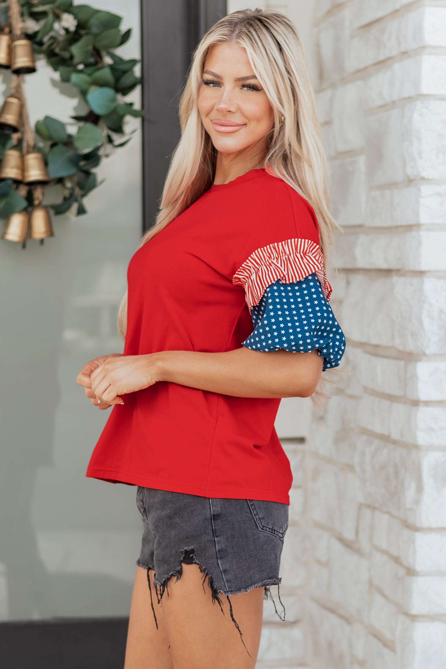 Stars Stripes Puff Sleeve