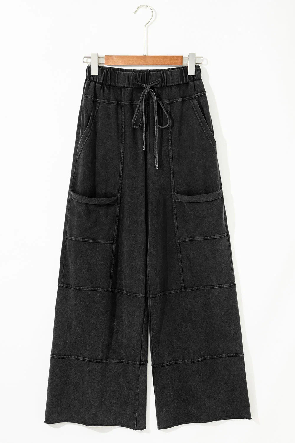 Mineral Wash Reverse Seam Drawstring Elastic Waist Pants