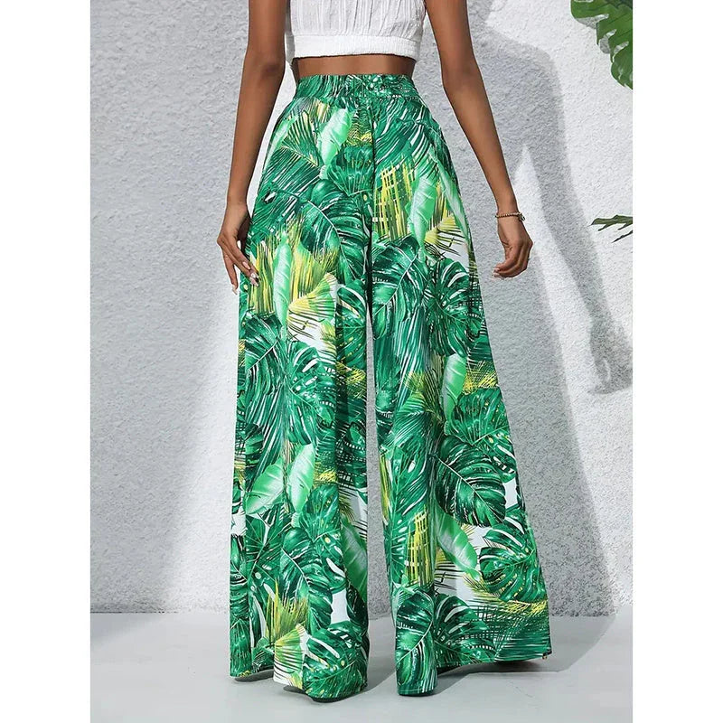 Women’s Printed High‑Waist Wide‑Leg Palazzo Pants