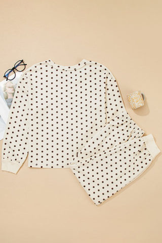Milka Polka Dot Waffle Lounge Two Piece Sets