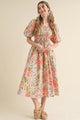 Brooklyn Apricot Pink Floral Smocked Bust Bubble Short Sleeve Maxi Dress