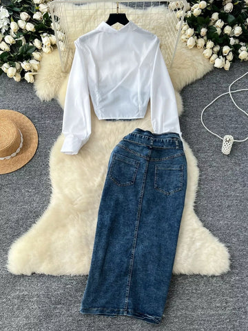 Francisca Frayed Patchwork Slit Maxi Two Piece Sets