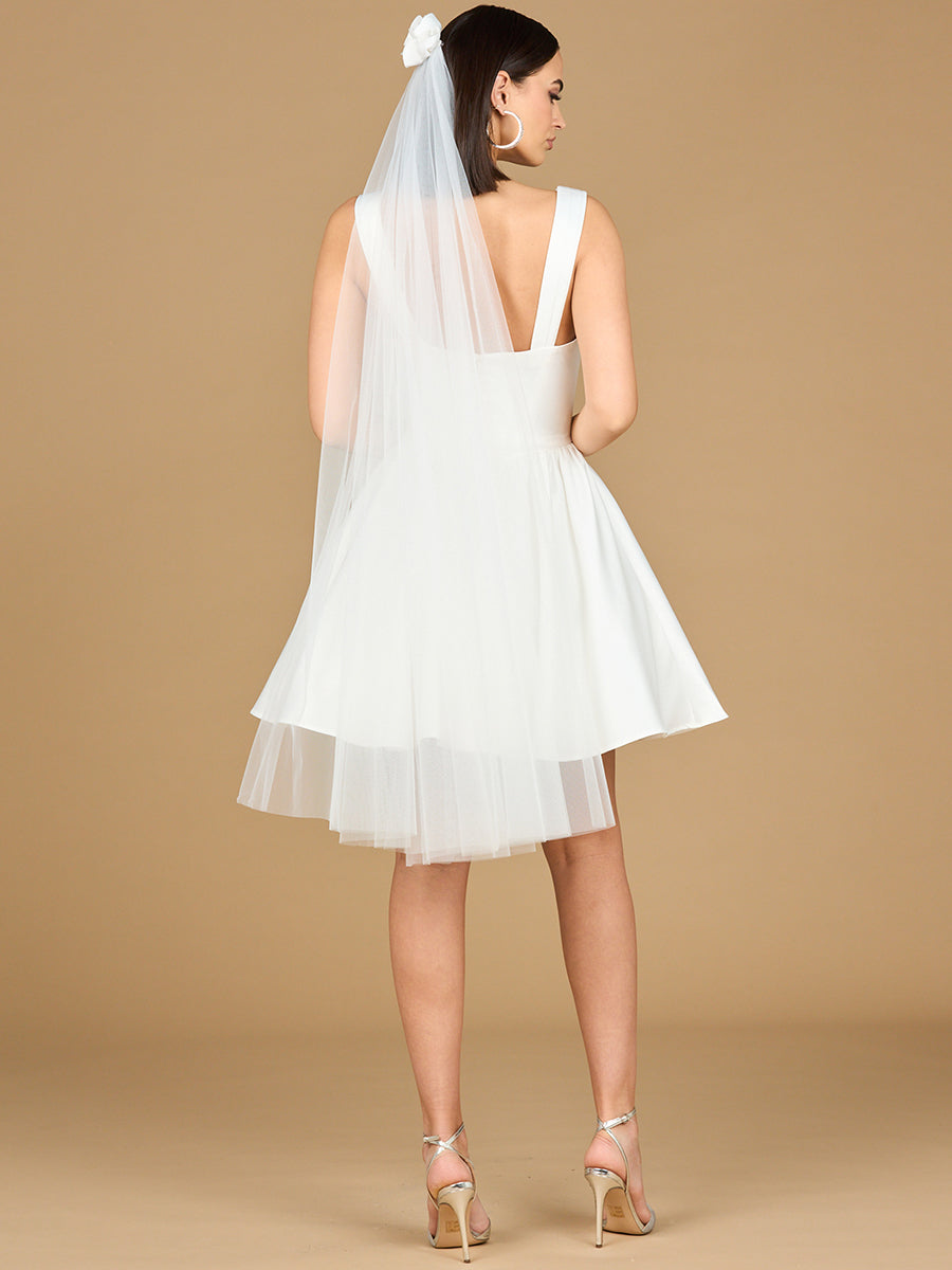 Happy Ever After V Neck, A-Line Bridal Short Dress with Veil