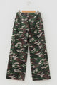 Gretter Green Camo Denim Cargo Wide Leg Pants