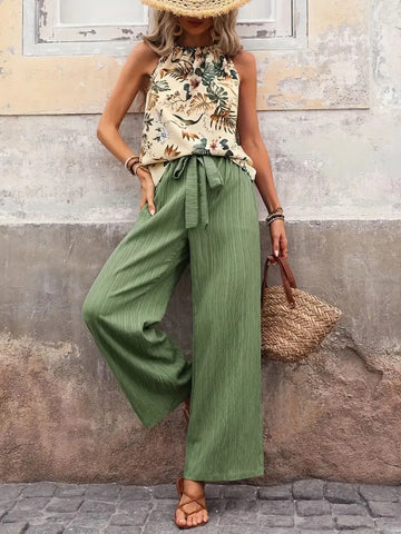 Zoe Printed Wide Leg Two Piece Sets