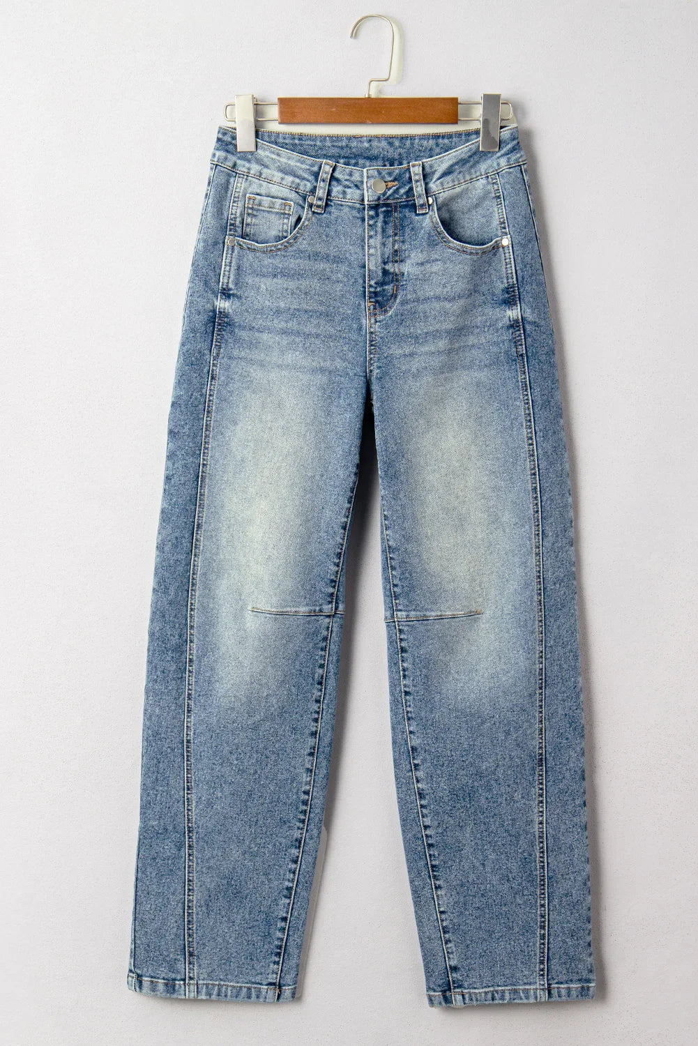 Hailline Dusk Blue Vintage Washed Seam Detail Shift Jeans
