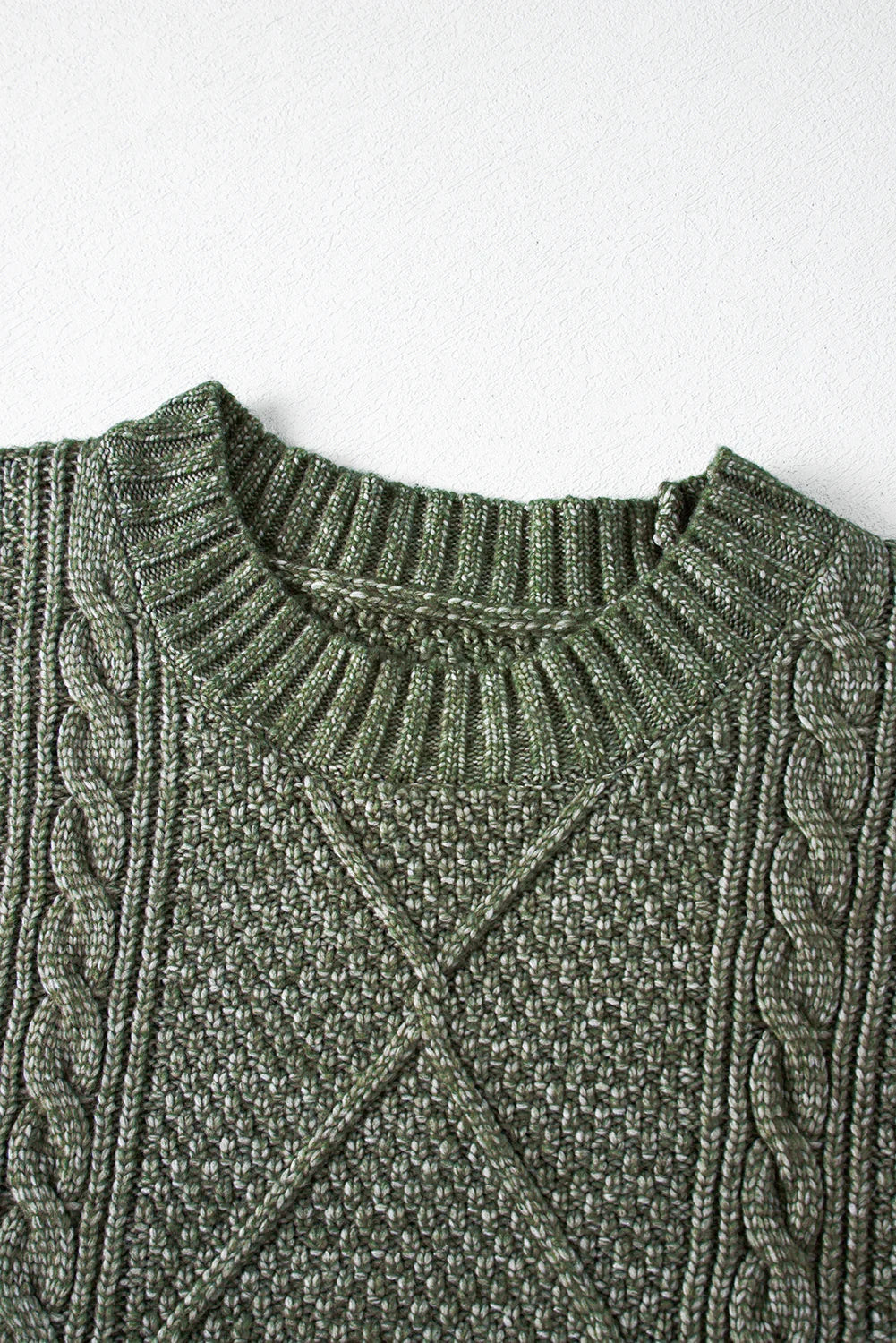 Candy Mist Green Cable Knit Drop Shoulder Loose Fit Sweater Dress