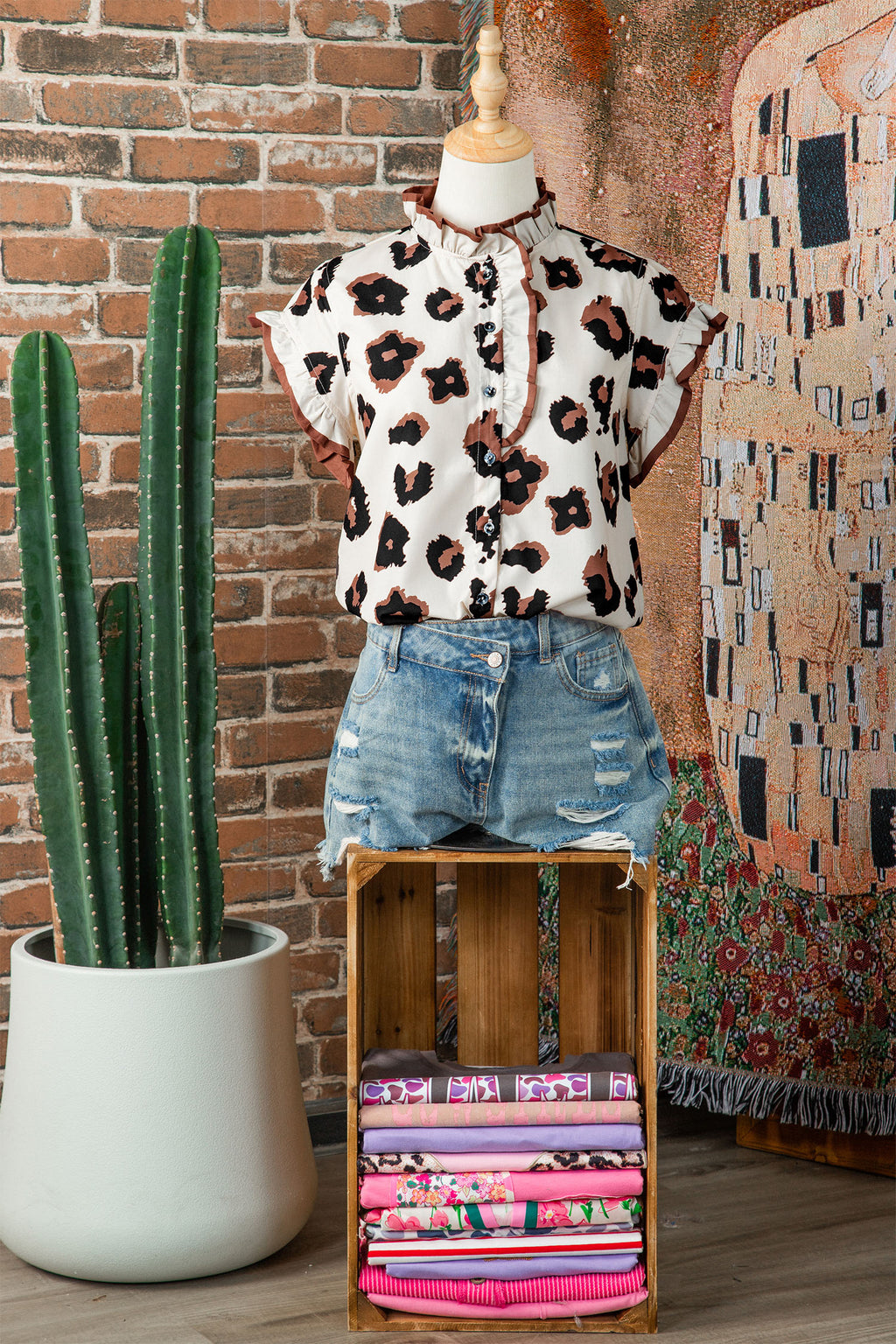 Leopard Ruffle Sleeve Summer