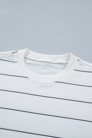 Sandra Stripe Half Sleeve Drawstring Two Piece Sets