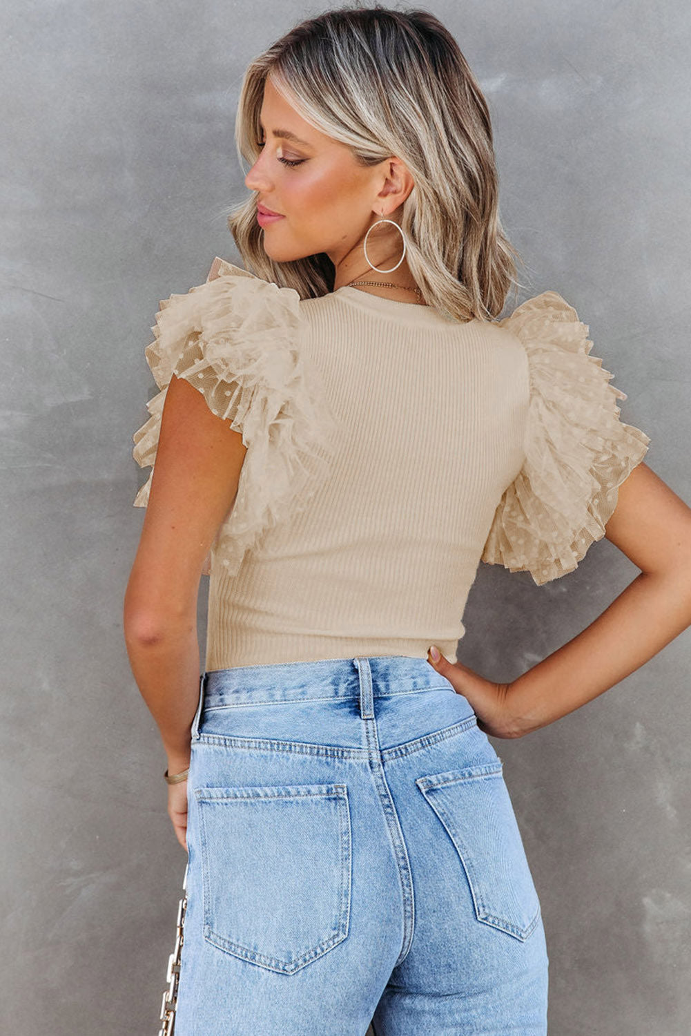 Dotty Ruffle Ribbed Knit