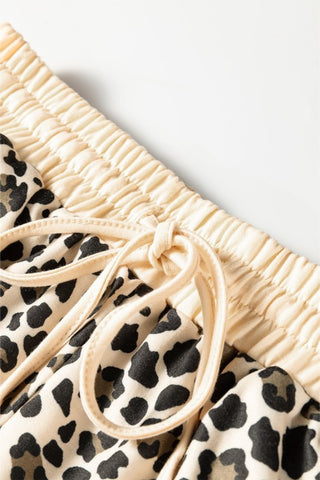 Aliss Leopard Contrast Trim PulloverTwo Piece Sets