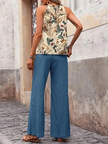 Zoe Printed Wide Leg Two Piece Sets