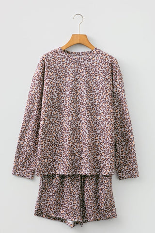 Merida Leopard Ribbed Long Sleeve Two Piece Sets