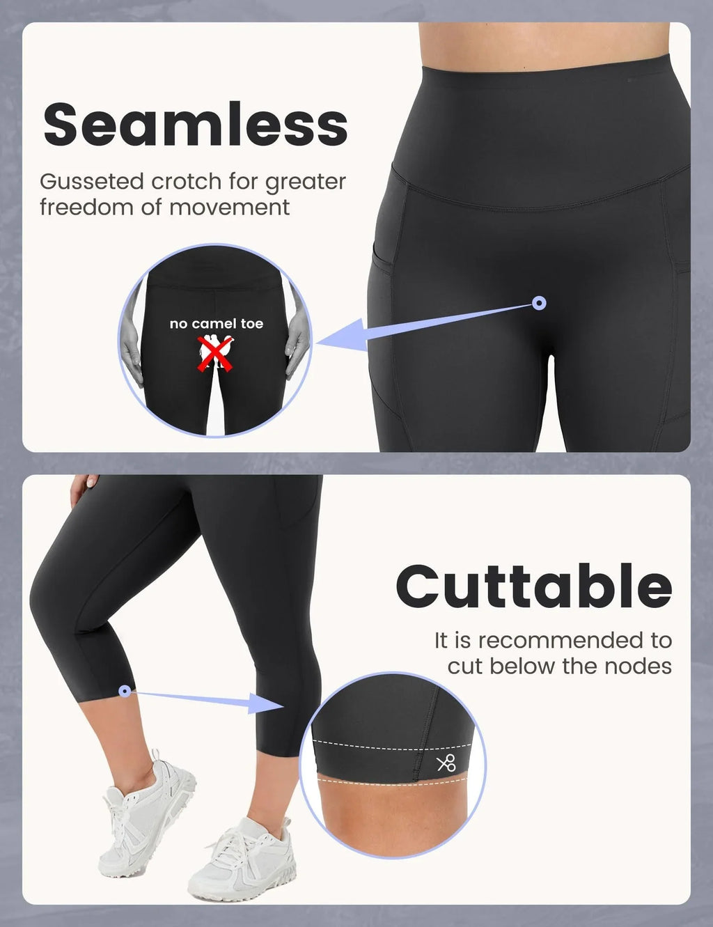 High-waisted cropped yoga pants with pockets
