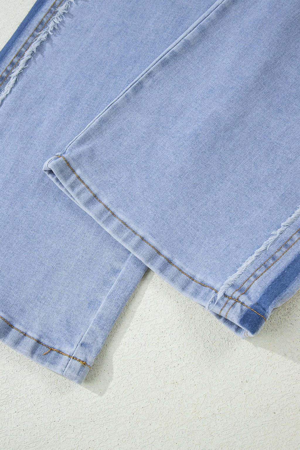 Charlie Beau Blue Contrast Stripe Frayed Side Panel Patchwork Shift Jeans