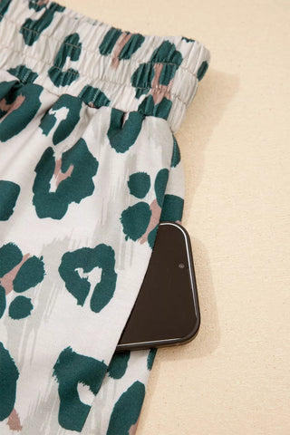 Erika Leopard Print Short Sleeve Two Piece Sets
