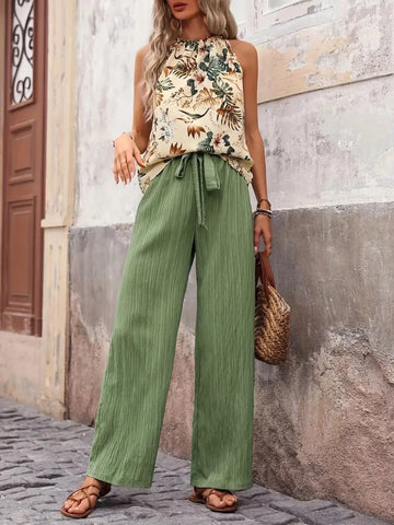 Zoe Printed Wide Leg Two Piece Sets
