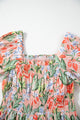 Brooklyn Apricot Pink Floral Smocked Bust Bubble Short Sleeve Maxi Dress