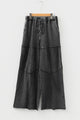 Wendy Black Mineral Wash Tiered Wide Leg Patchwork Drawstring Pants
