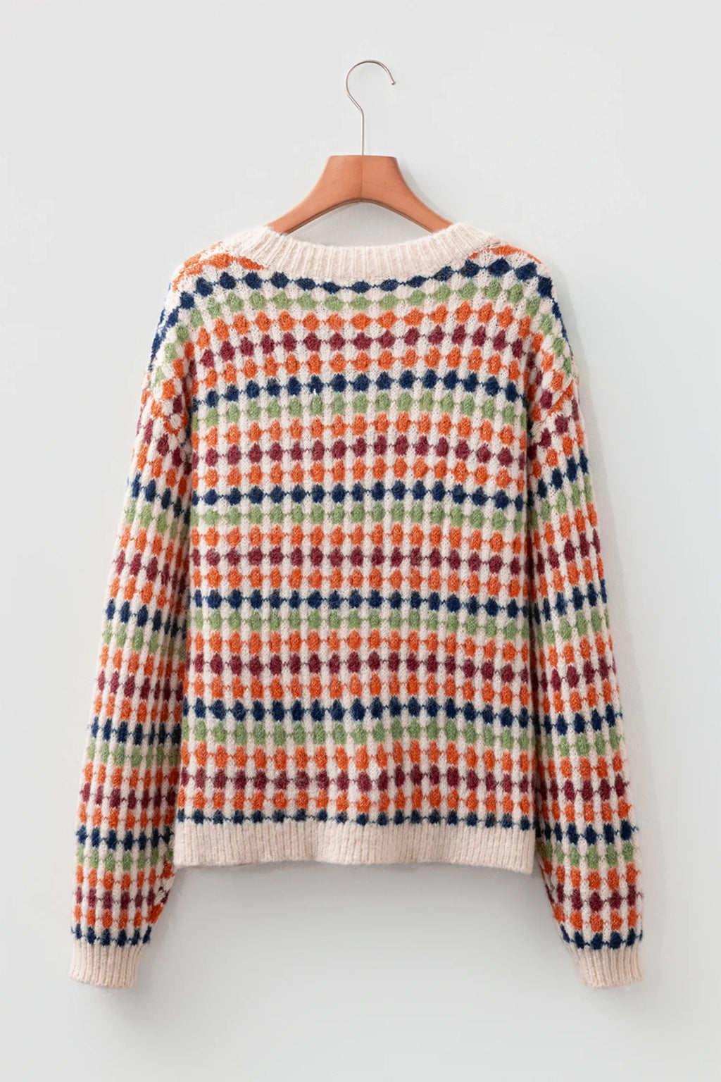 Tiffany Multicolour Dotty Striped Pattern Knit Drop Shoulder Sweater