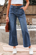 Stacey Ashleigh Blue Cropped High Rise Wide Leg Jeans
