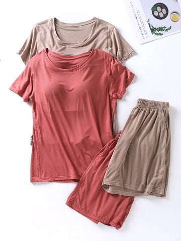 Sarah Padded Round Neck Modal Two Piece Sets