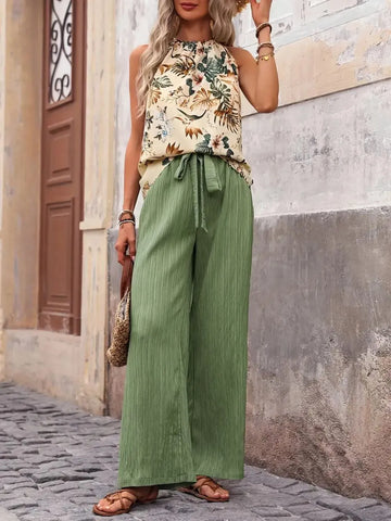 Zoe Printed Wide Leg Two Piece Sets