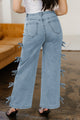 Winley Beau Blue Bow Knot Side Detail Straight Leg Loose Jeans