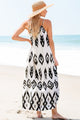 Jordy Black Western Aztec Printed Fashion Vacation Sundress