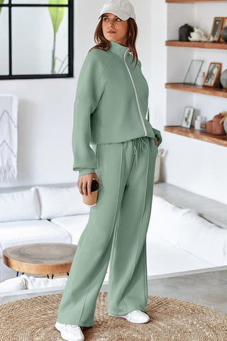 Belen Solid Zip-Up Drawstring Two Piece Sets