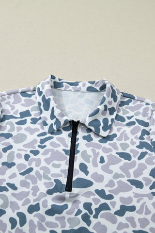 Camila Abstract Camo Polo Collar Two Piece Sets