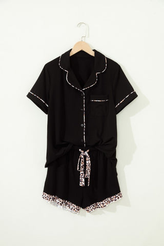Monica Leopard Patchwork Pajama Two Piece Sets