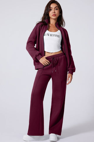 Belen Solid Zip-Up Drawstring Two Piece Sets