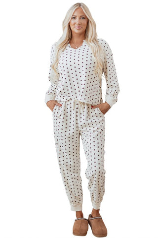 Milka Polka Dot Waffle Lounge Two Piece Sets