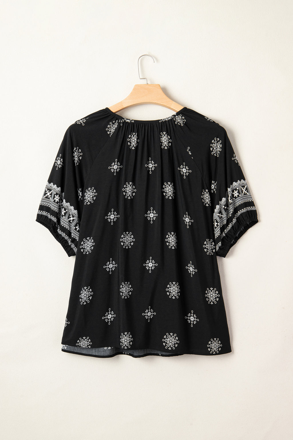 Boho Chic Notched V Neck  Floral Sleeve