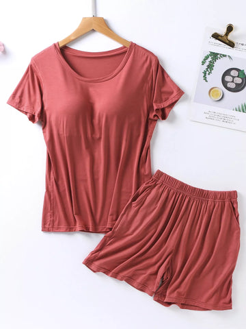 Sarah Padded Round Neck Modal Two Piece Sets