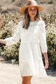 July White Floral Lace Patchwork Bracelet Sleeve Tiered Mini Dress